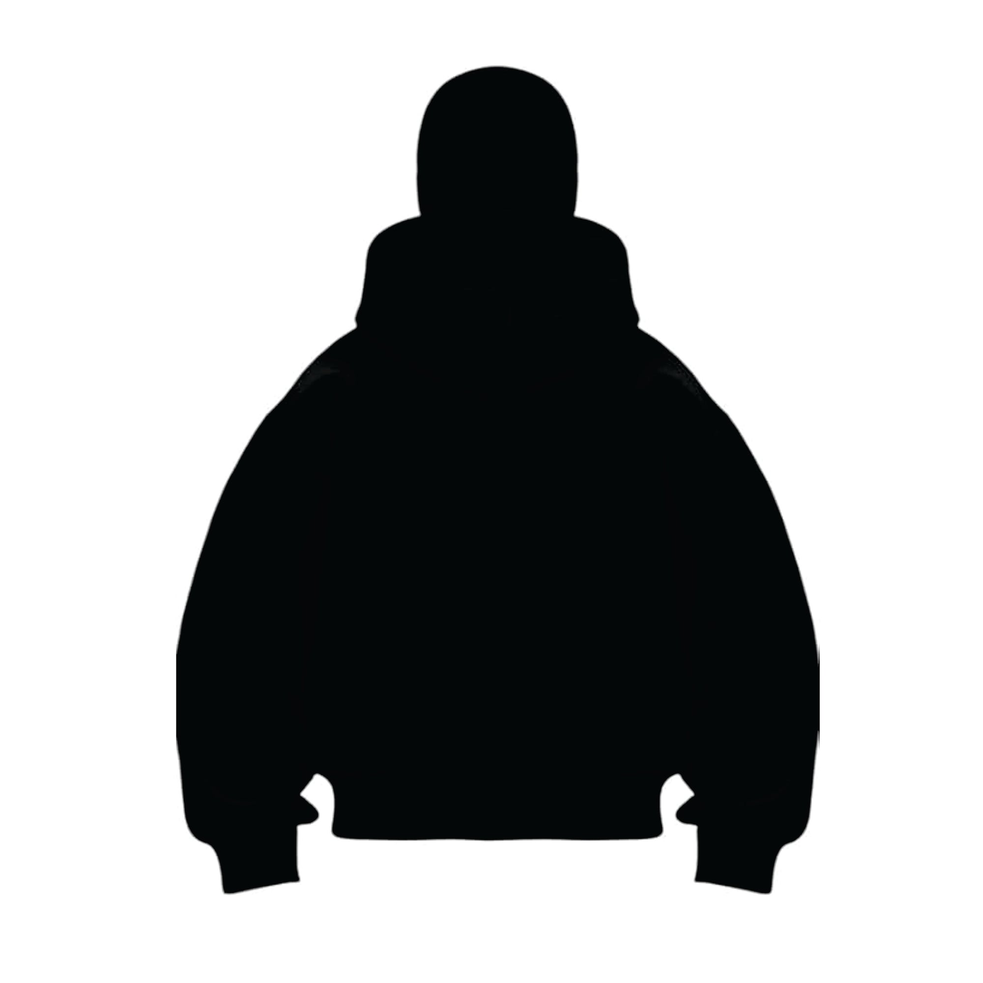 Black silhouette of a hooded jacket on a white background