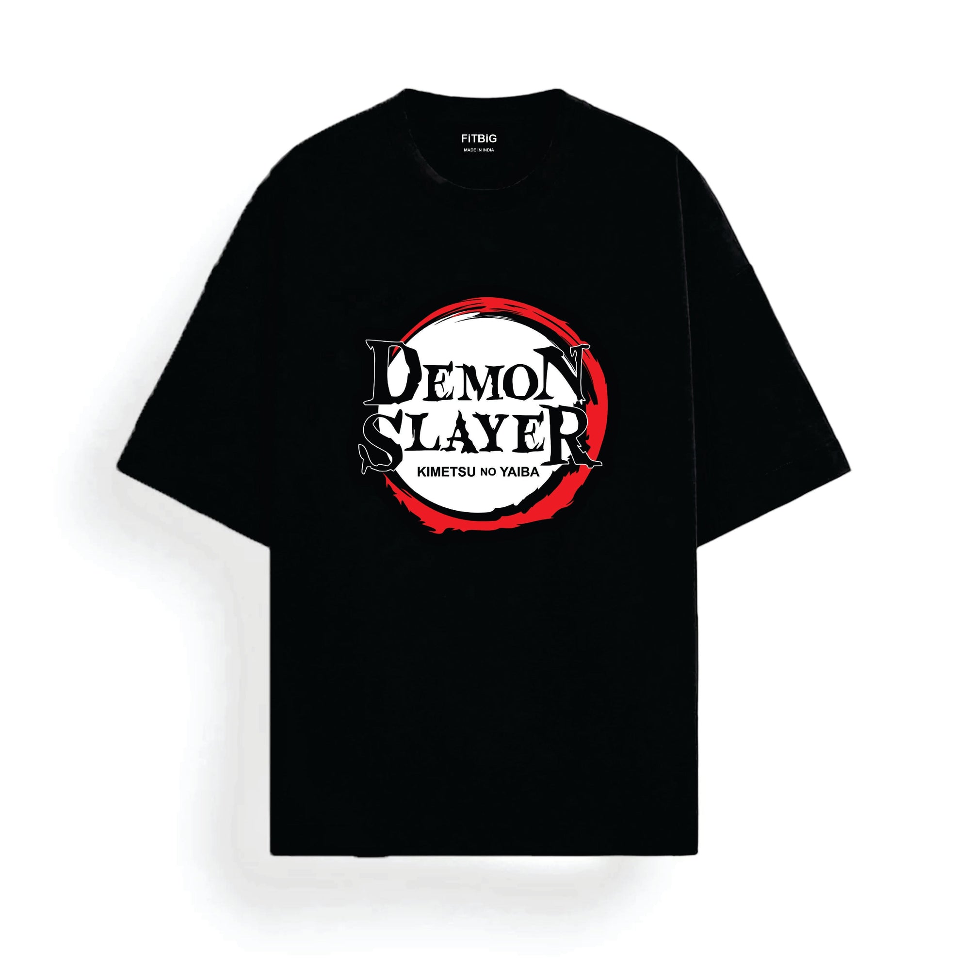 Black t-shirt with 'Demon Slayer' logo on a white background