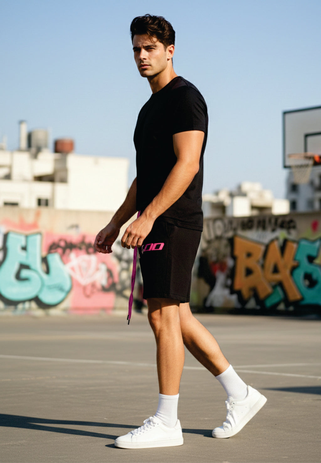 BLACK COTTON SHORTS