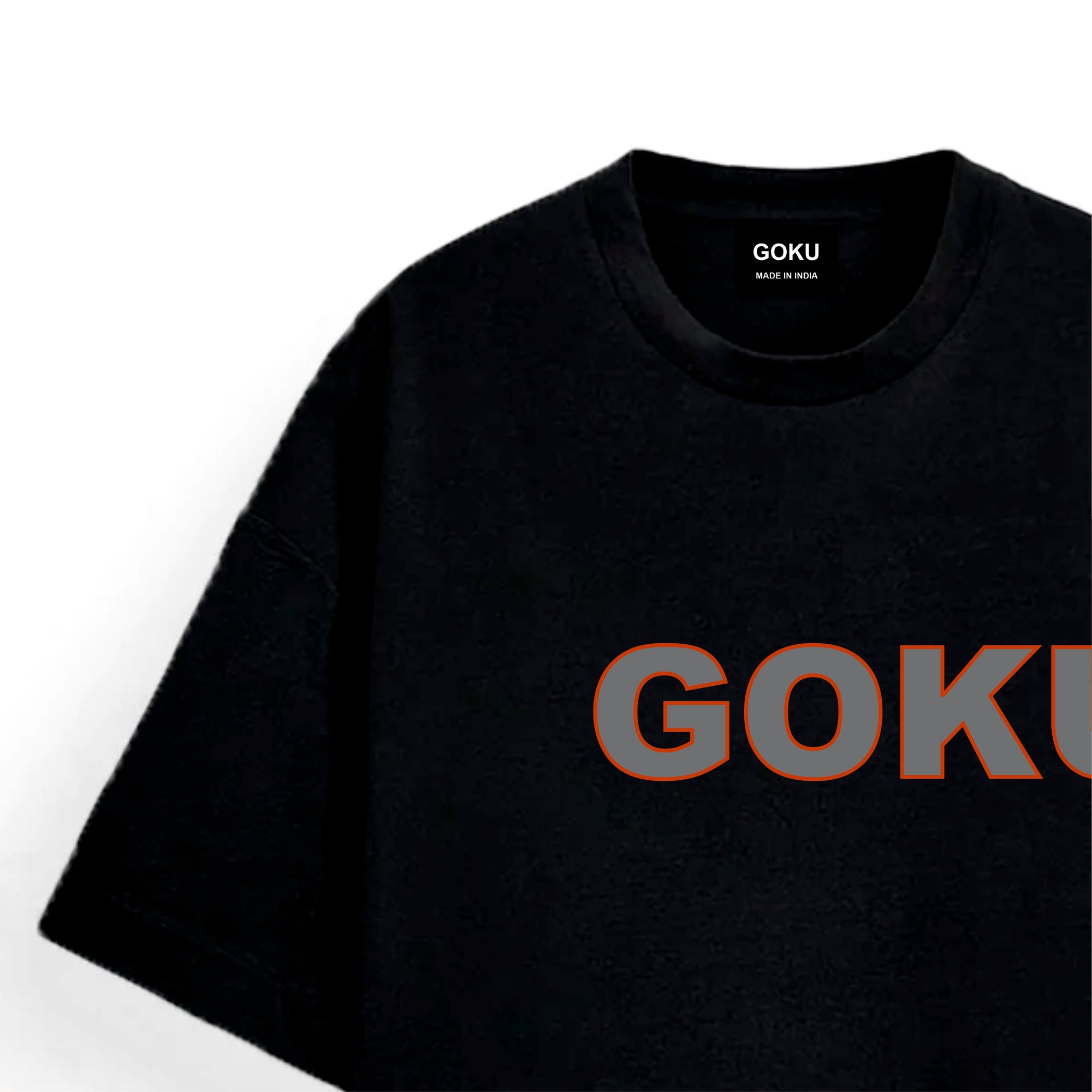 Black t-shirt with 'GOKU' printed on it 