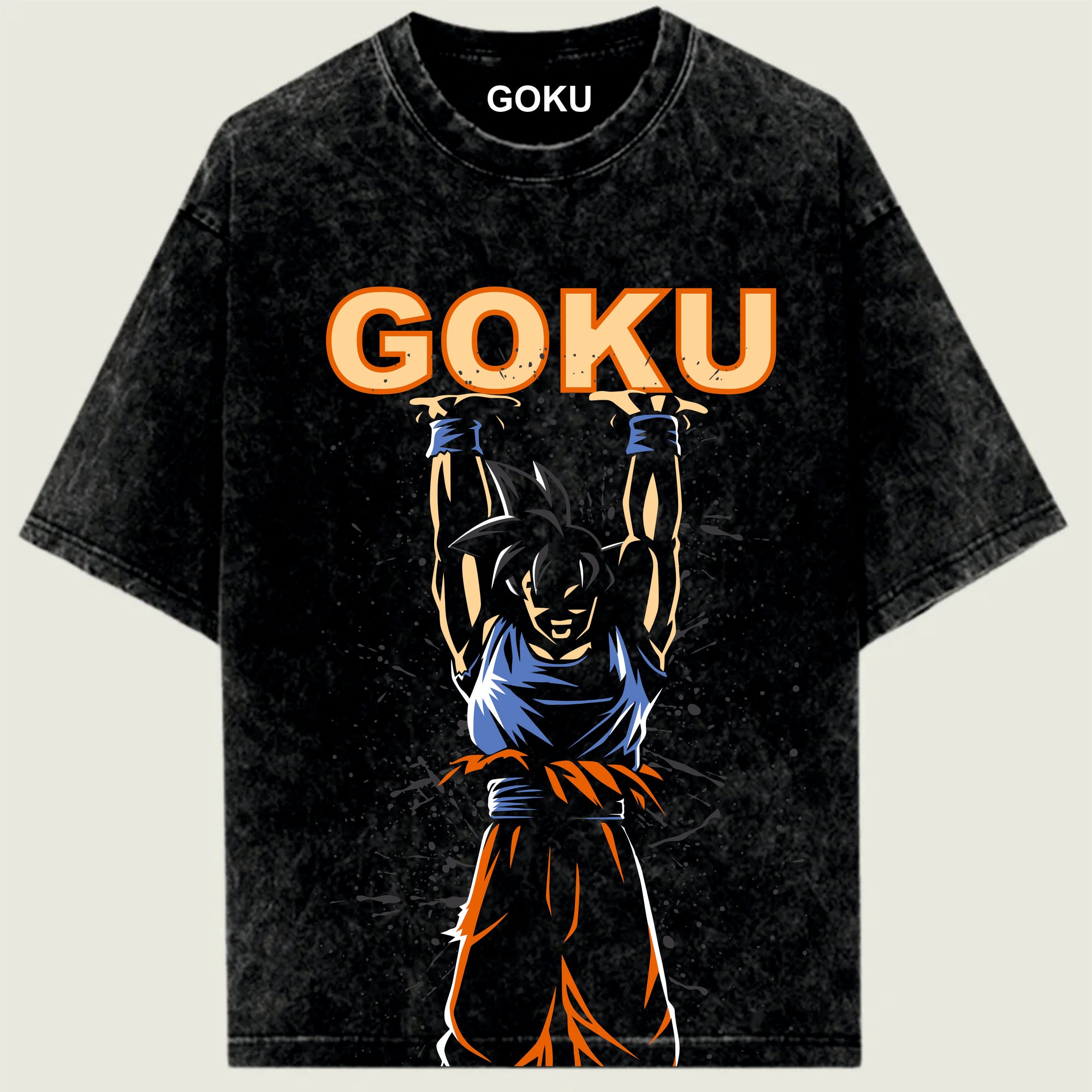 Black t-shirt with 'Goku' graphic and character design