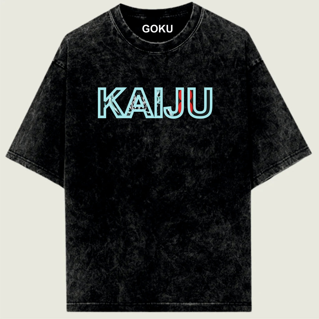 Black t-shirt with 'KAIJU' printed on it 