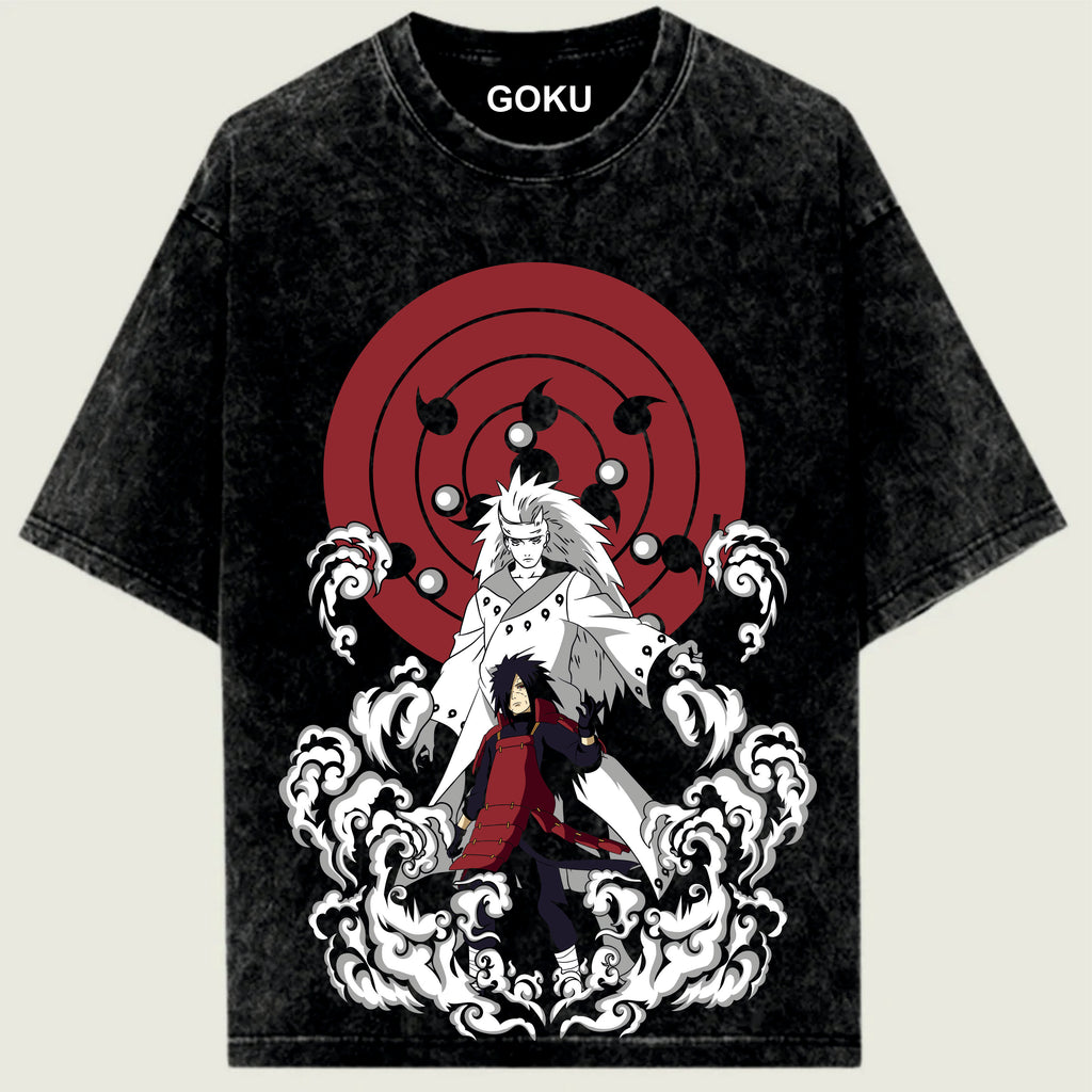 Black t-shirt with anime character design and 'Goku' branding on a light 