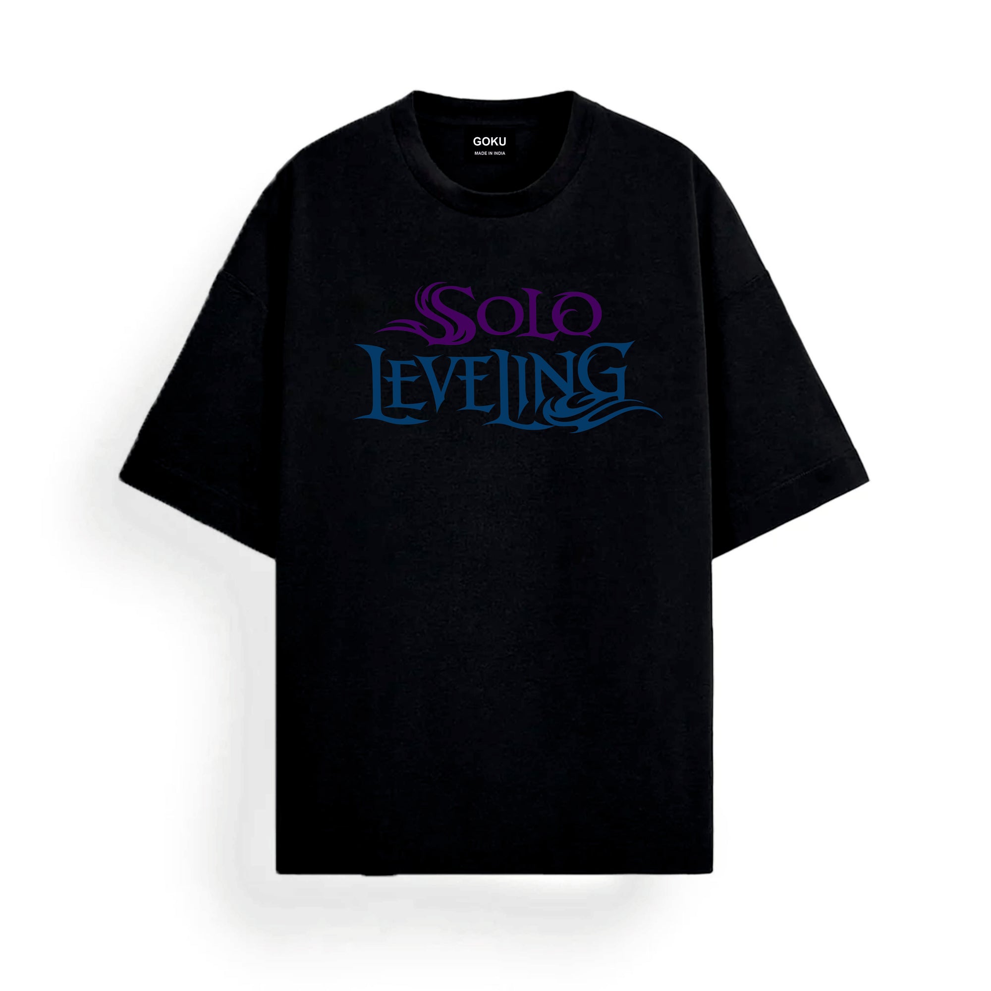 Black t-shirt with 'Solo Leveling' text