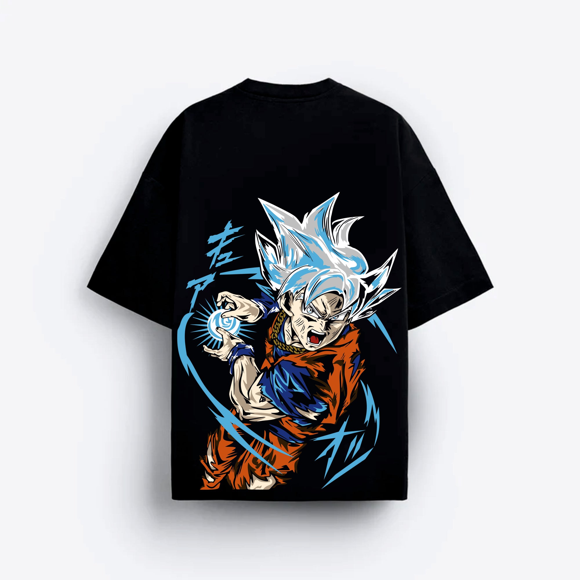Black t-shirt with a colorful GOKU character design