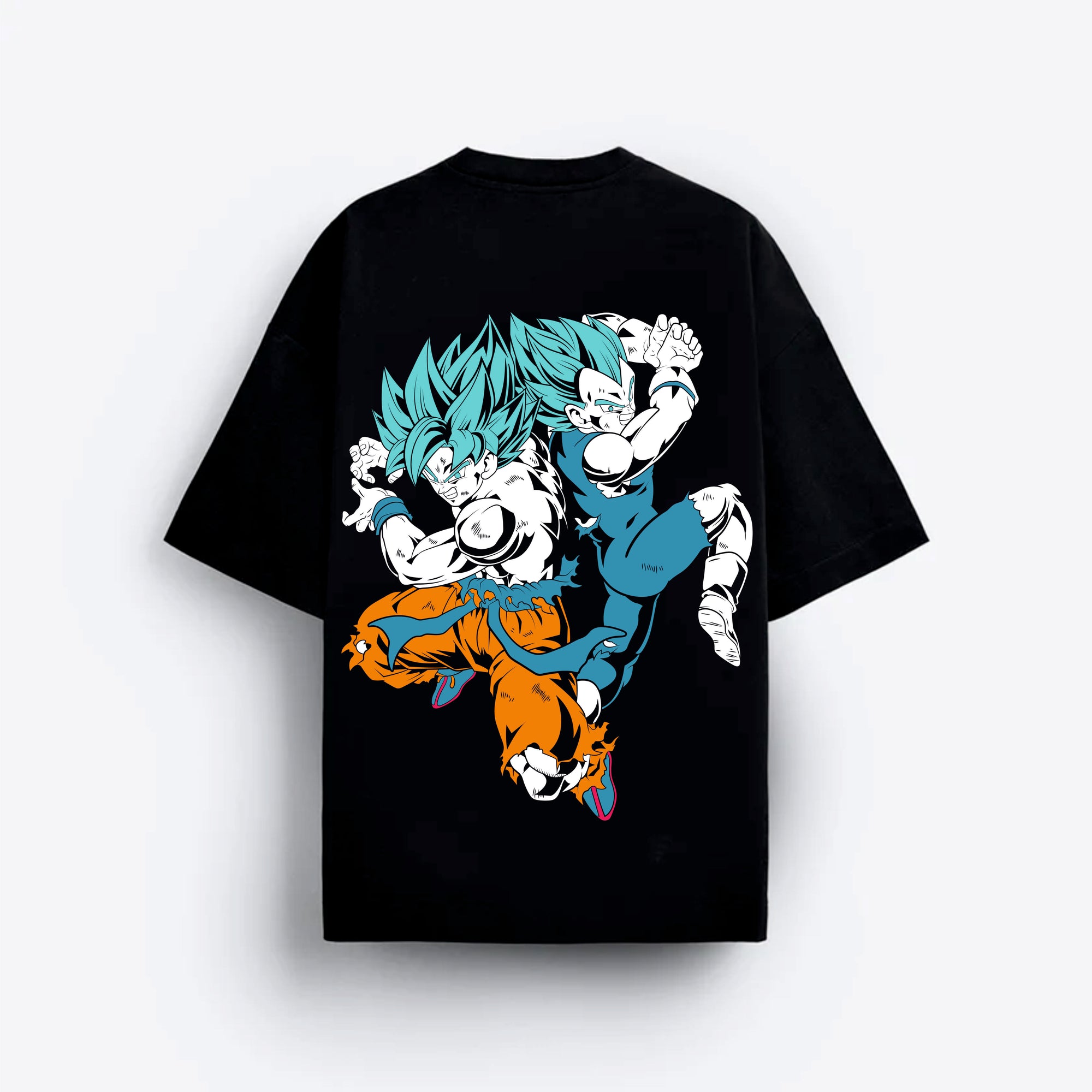 Black t-shirt with colorful graphic  goku vegeta design