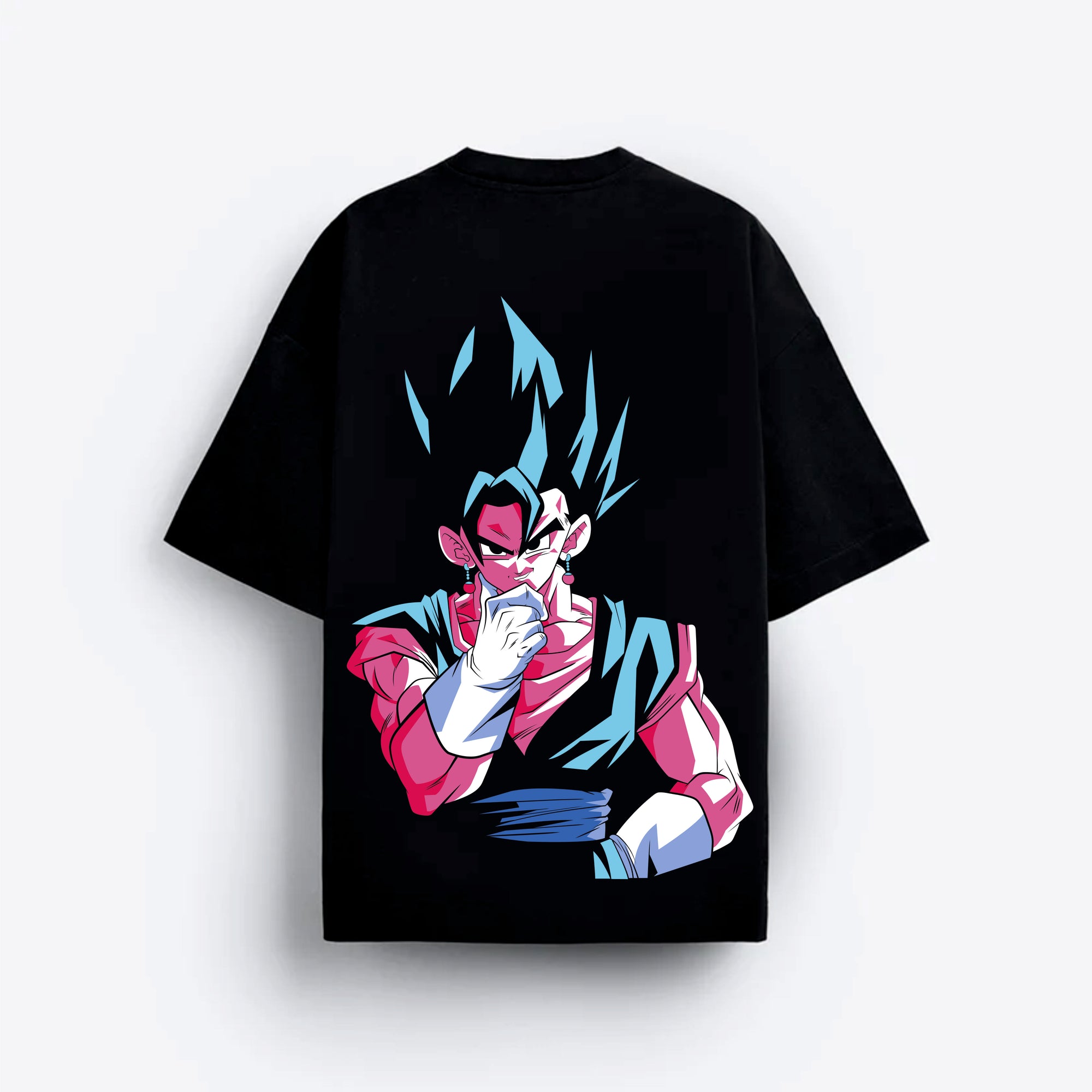 Black t-shirt with colorful character design