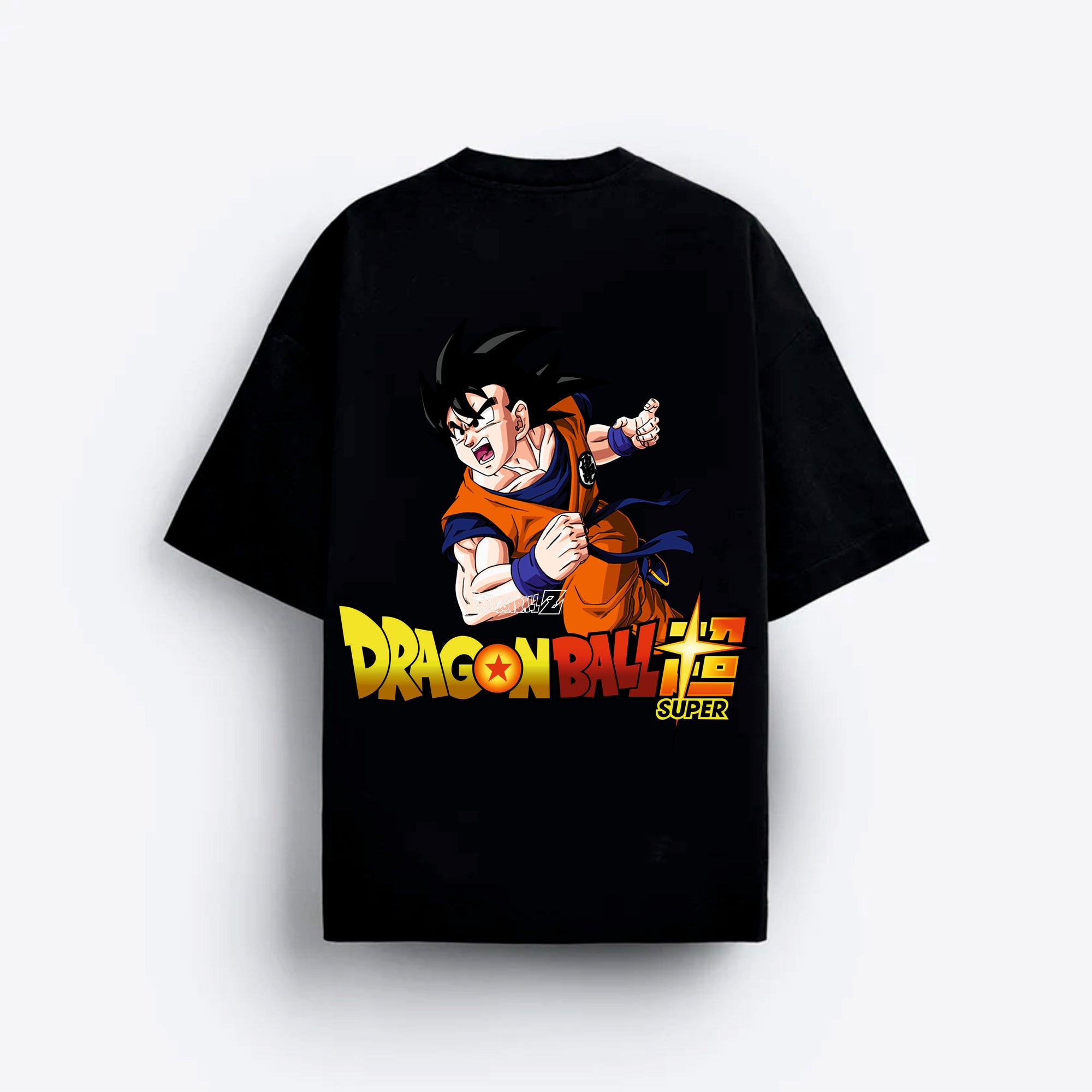 Black t-shirt with Dragon Ball Z character and logo