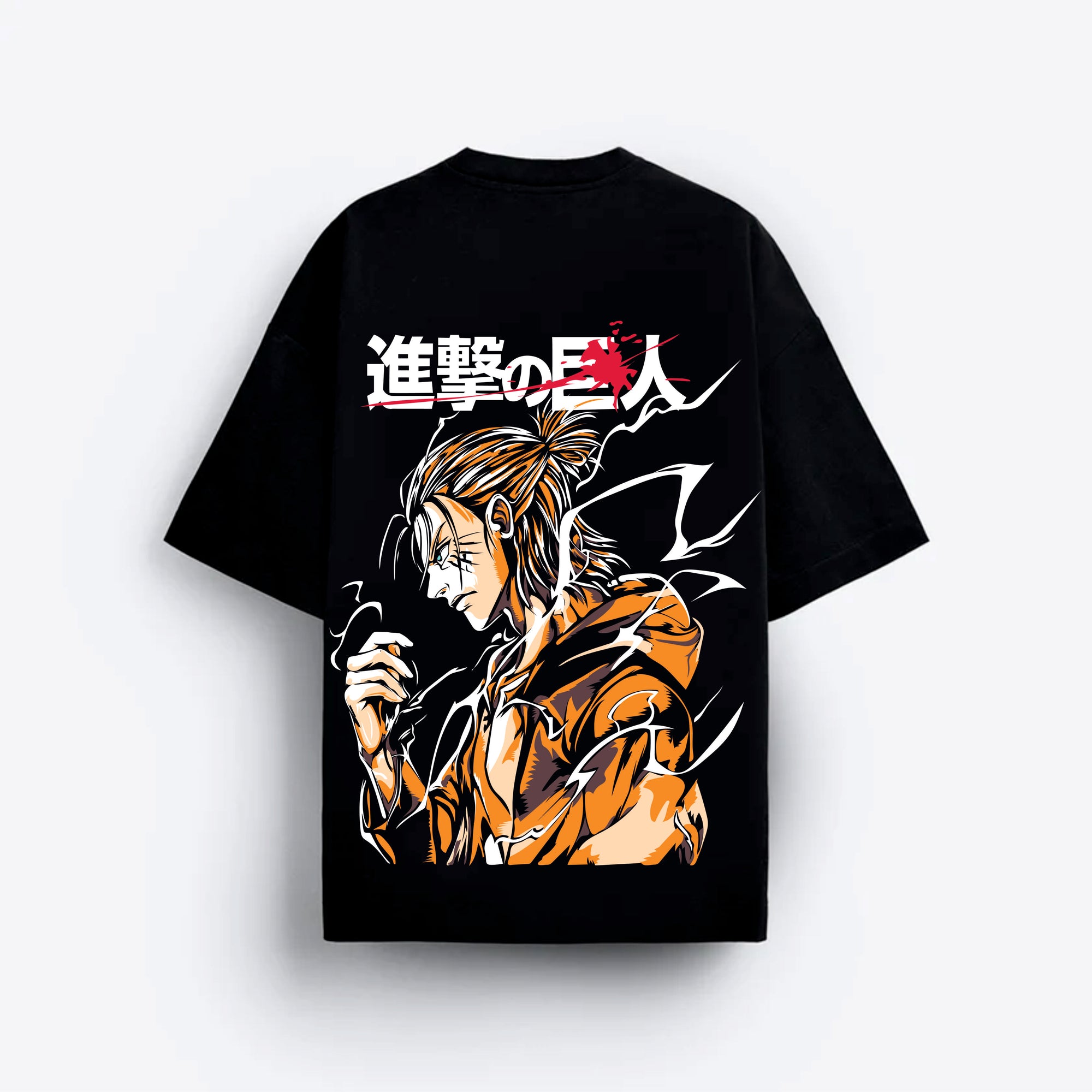 Black t-shirt with anime character and text