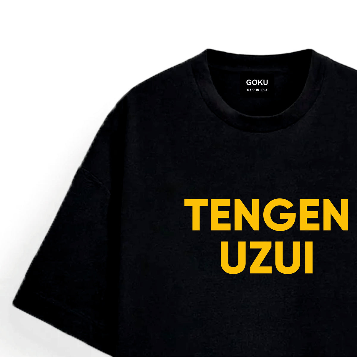 Black t-shirt with 'TENGEN UZUI' in yellow text