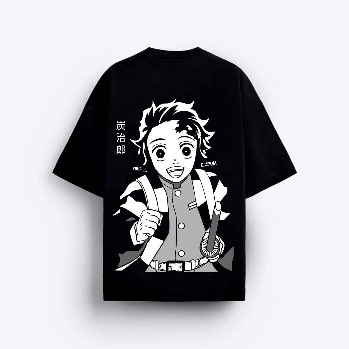 Black t-shirt with anime character graphic