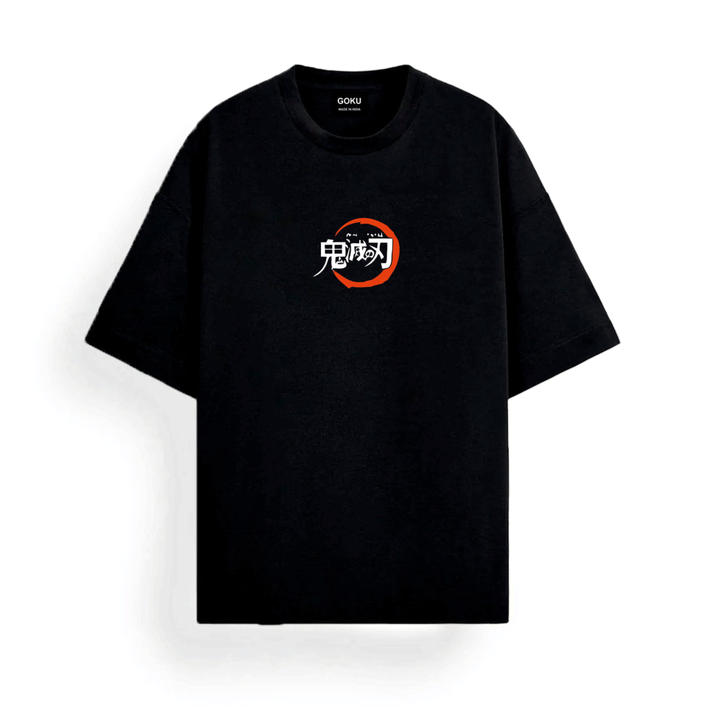 Black t-shirt with a red loo demon slayer