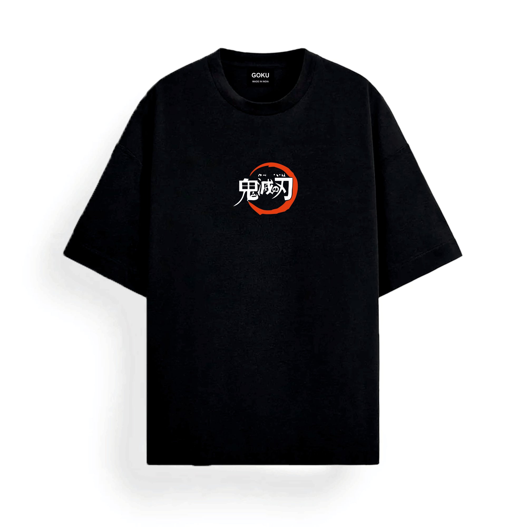 Black t-shirt with a red loo demon slayer