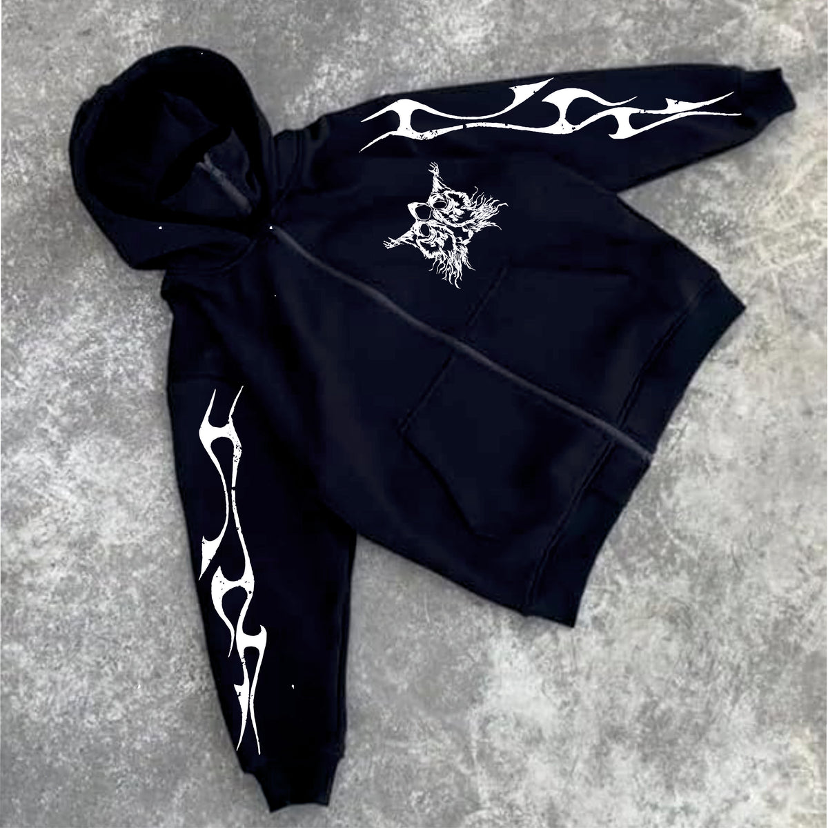 BALACLAVA ZIPPER HOODE WITH SLEEVE PRINT