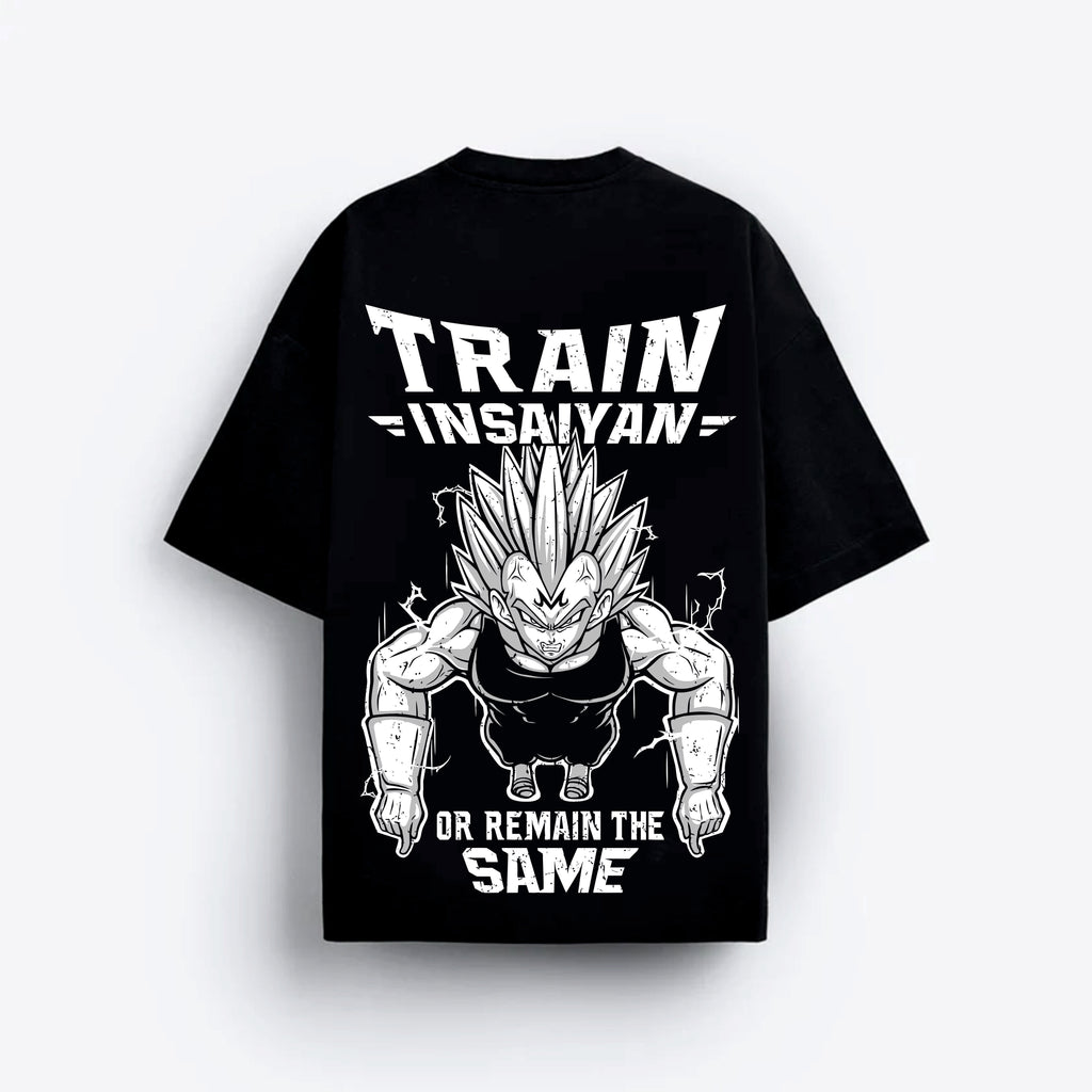 Black t-shirt with white graphic vegeta 