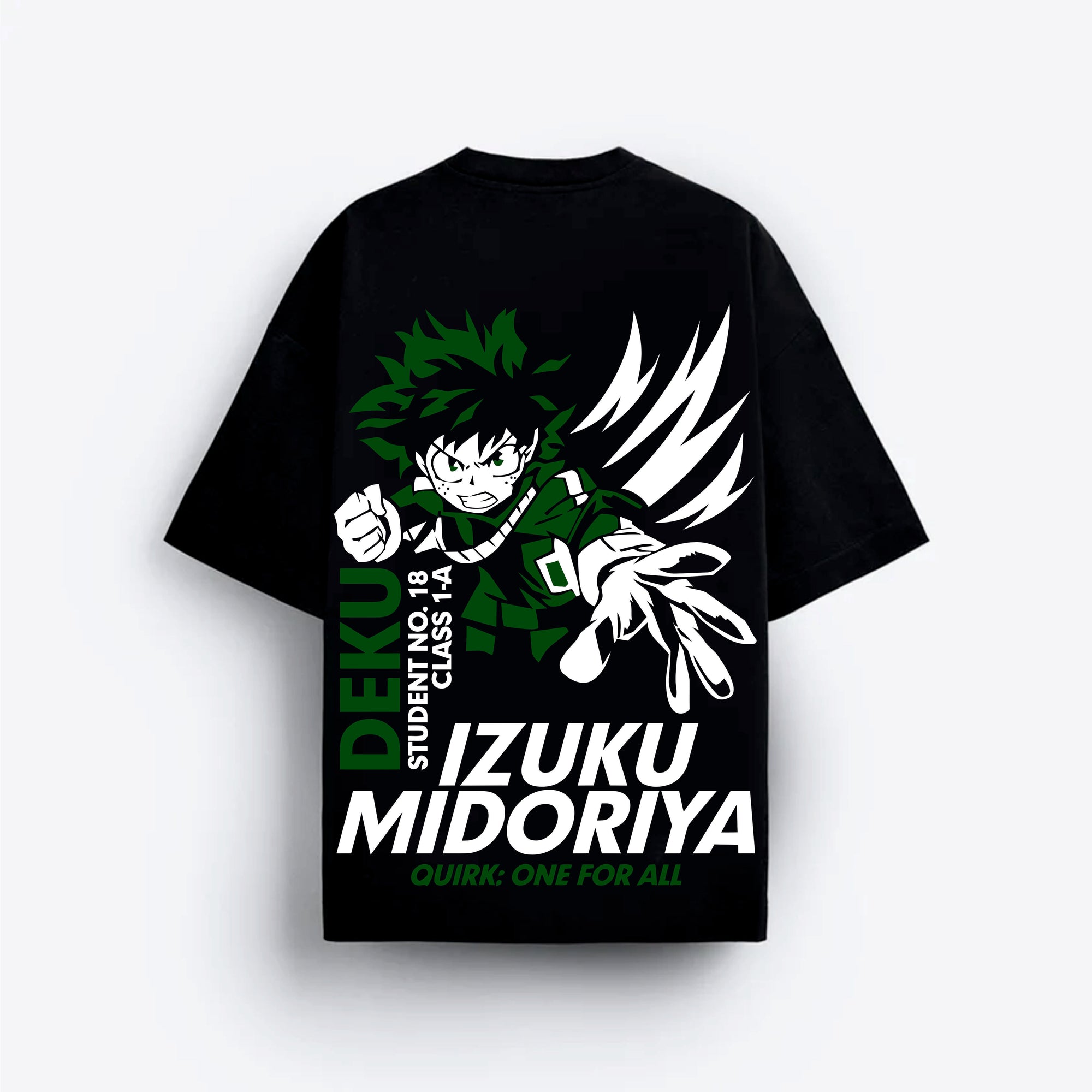 Black t-shirt with graphic Izuku midoria design t shirt