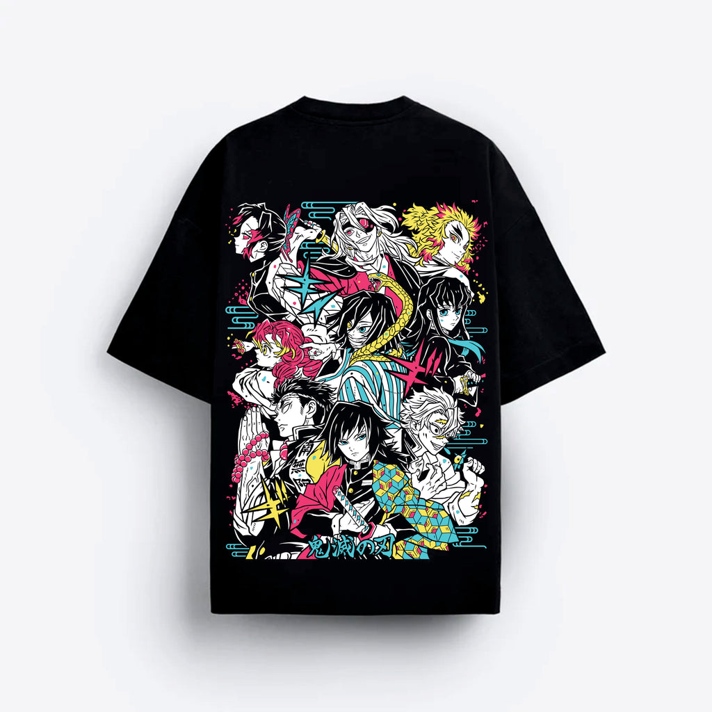Black t-shirt with colorful anime Hashira character design