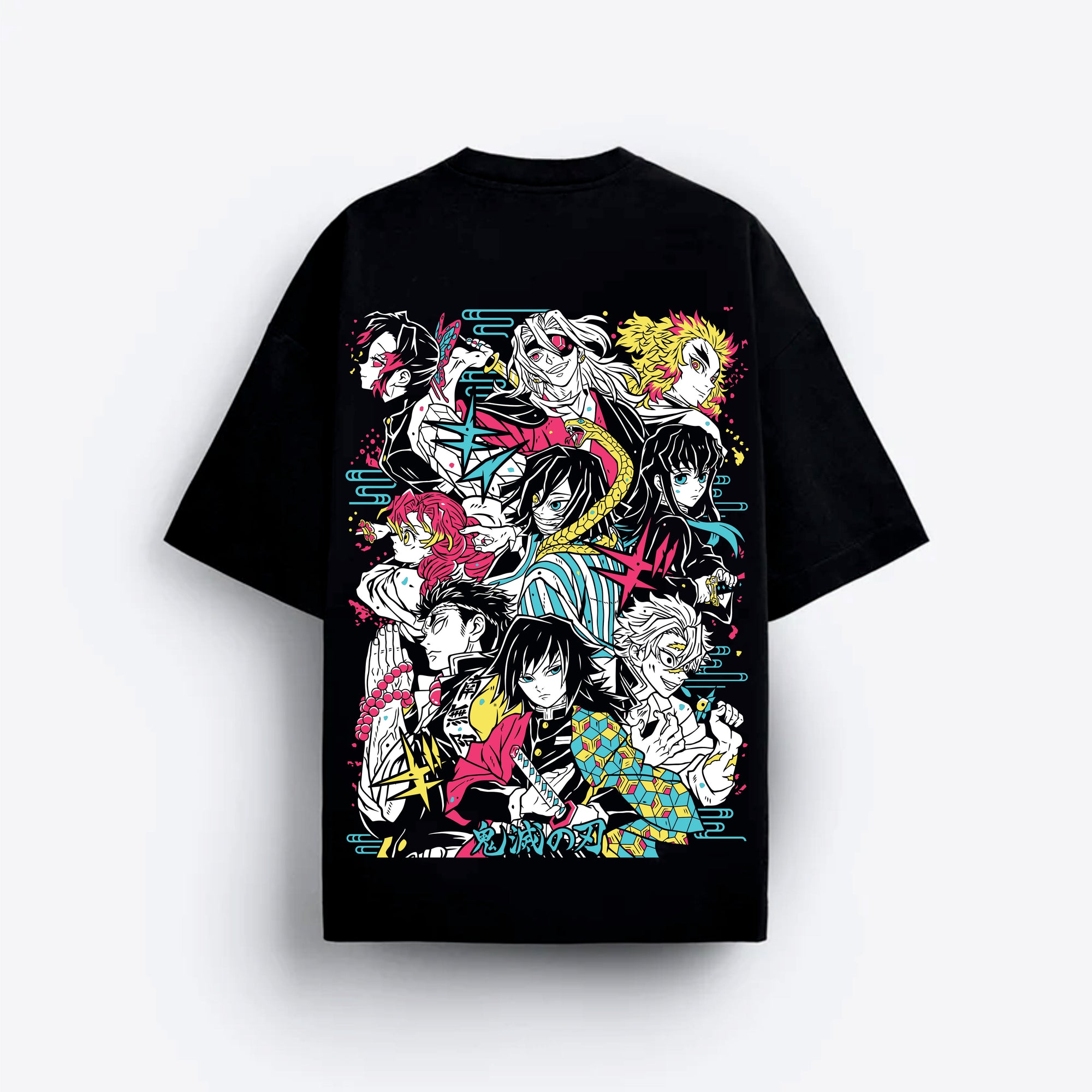Black t-shirt with colorful anime Hashira character design