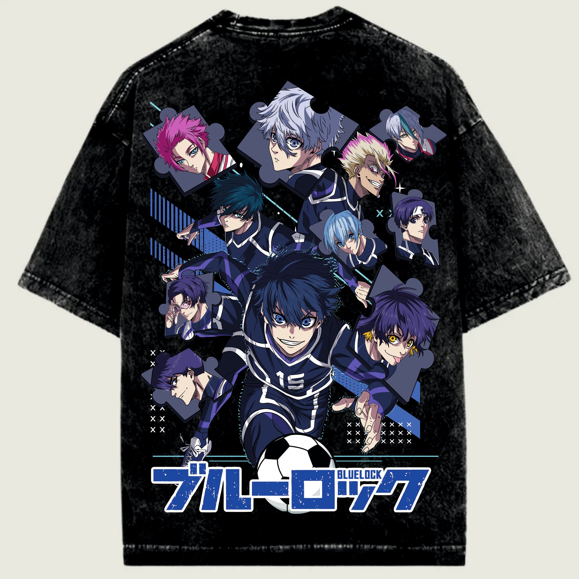 Black t-shirt with anime character design and 'BLUELOCK' text