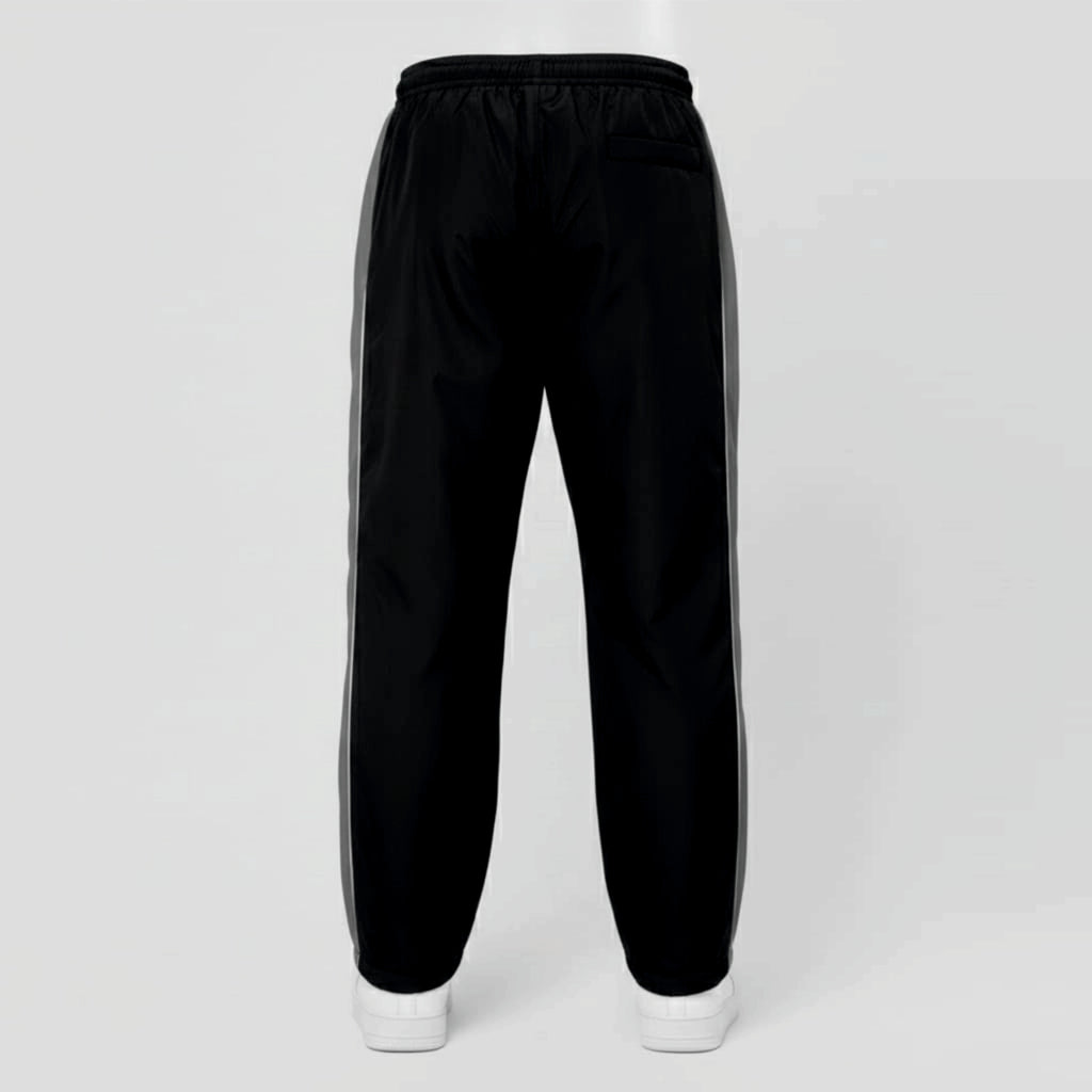 Black pants on a light gray background