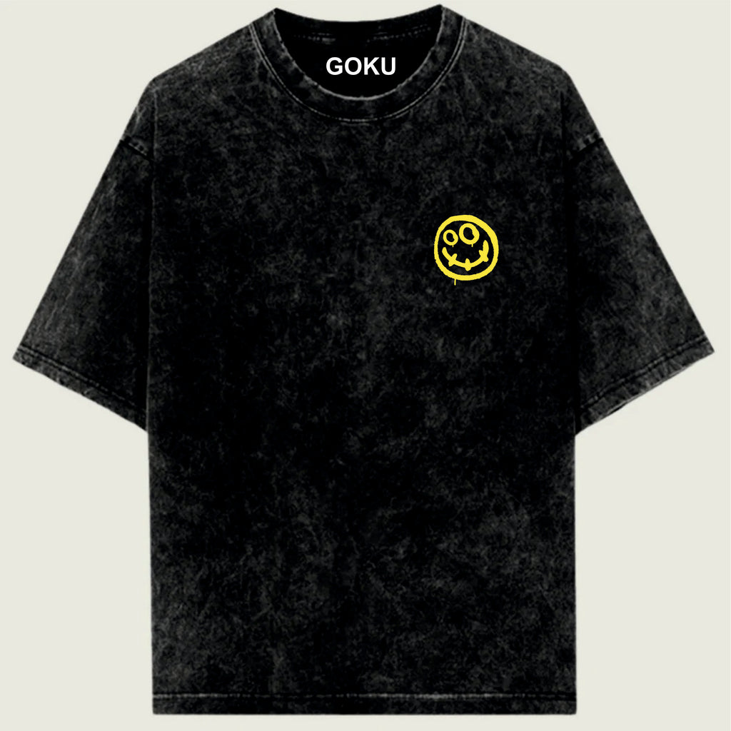 SMILE MOOD / OVERSIZED ACID WASHED T SHIRT