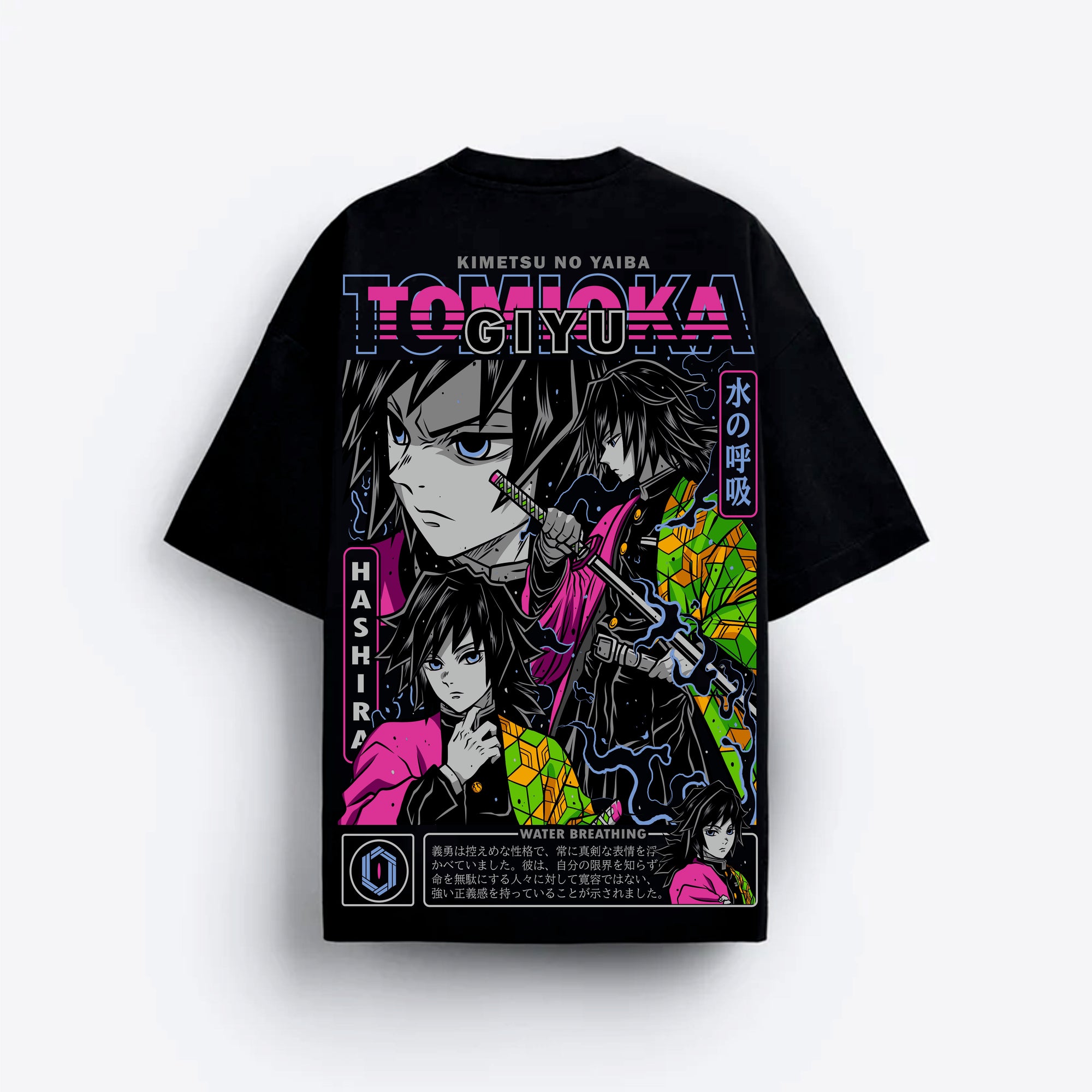 Black t-shirt with anime character design