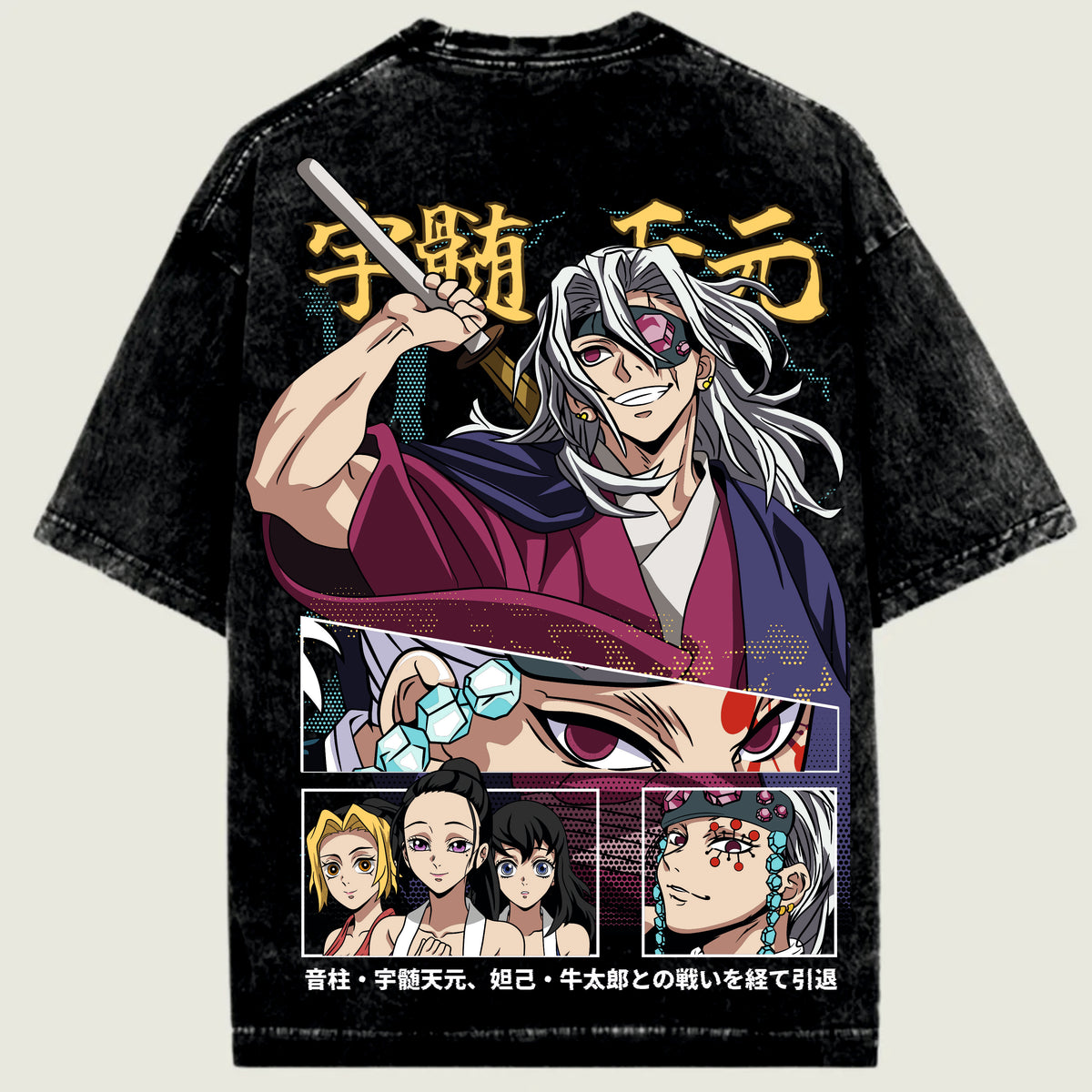 Black t-shirt with anime character design