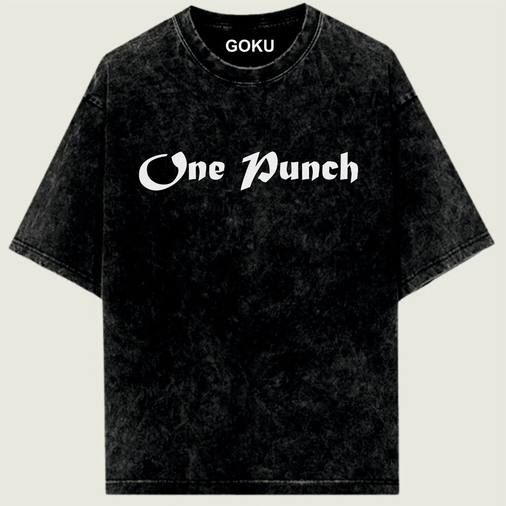 Black t-shirt with 'One Punch' text and 'GOKU' branding