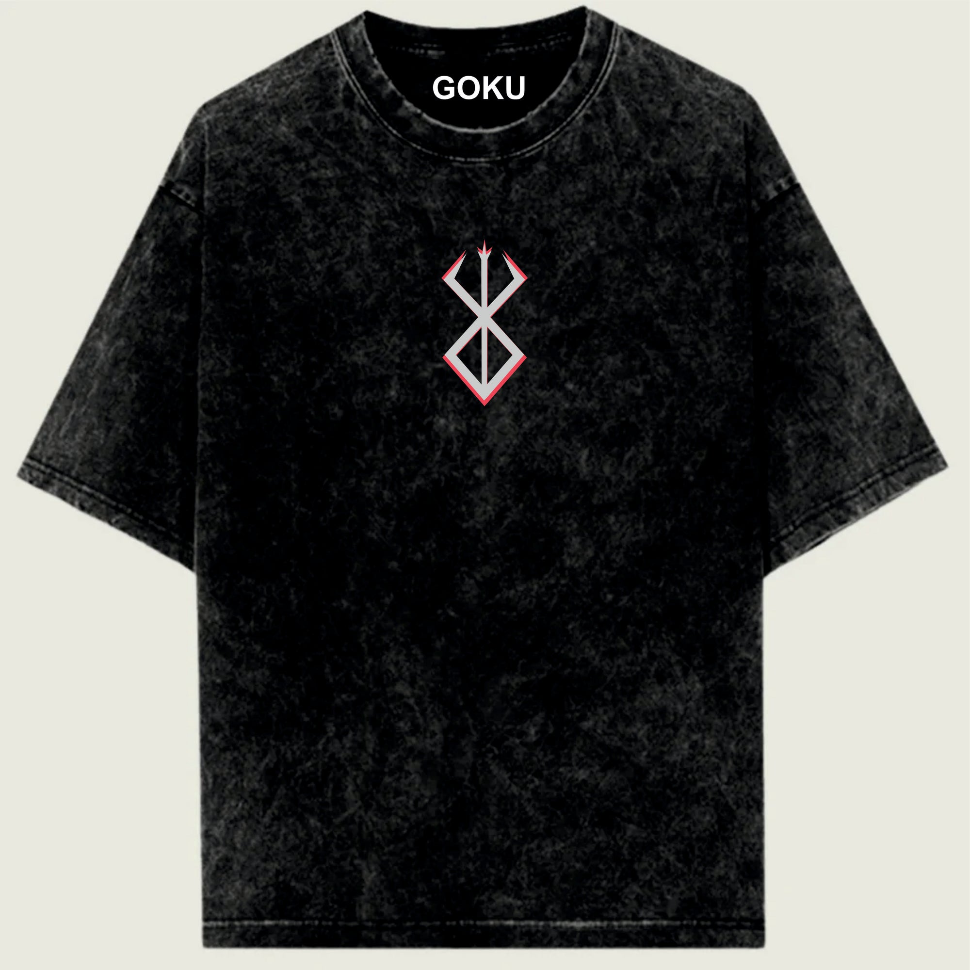 Black t-shirt with a logo and 'GOKU' text