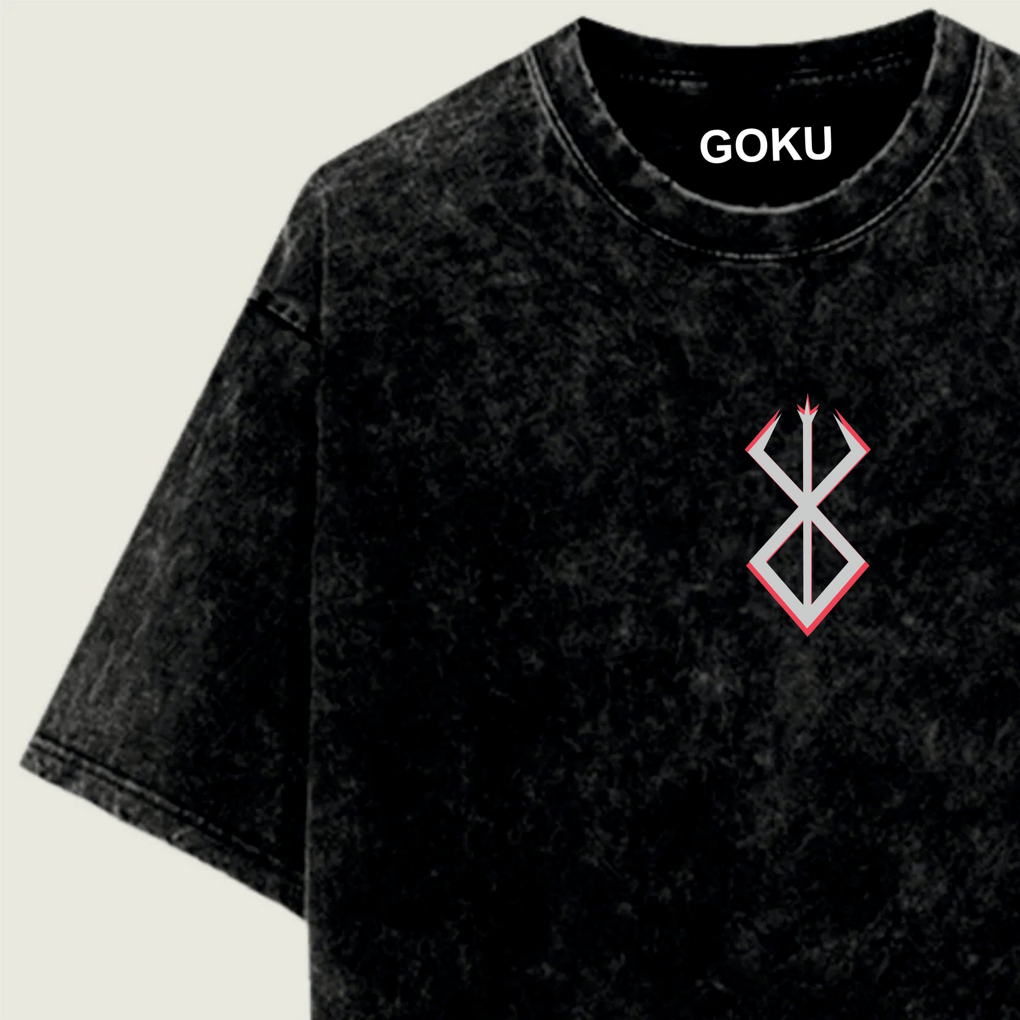 Black t-shirt with a symbol and 'GOKU' text