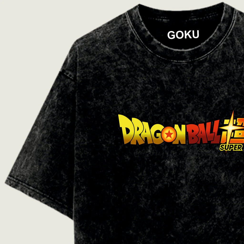 Black t-shirt with 'Dragon Ball Super' logo and 'GOKU' text
