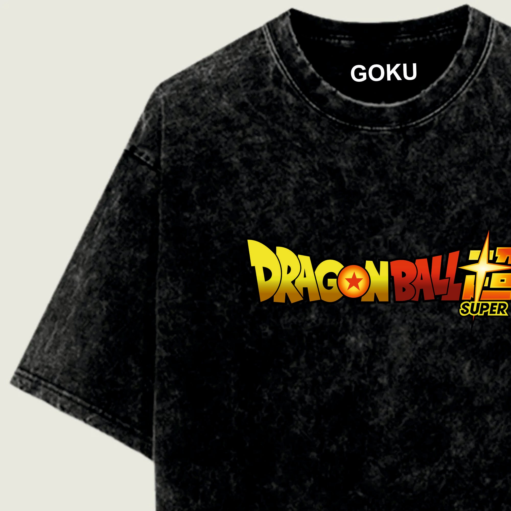 Black t-shirt with 'Dragon Ball Super' logo and 'GOKU' text