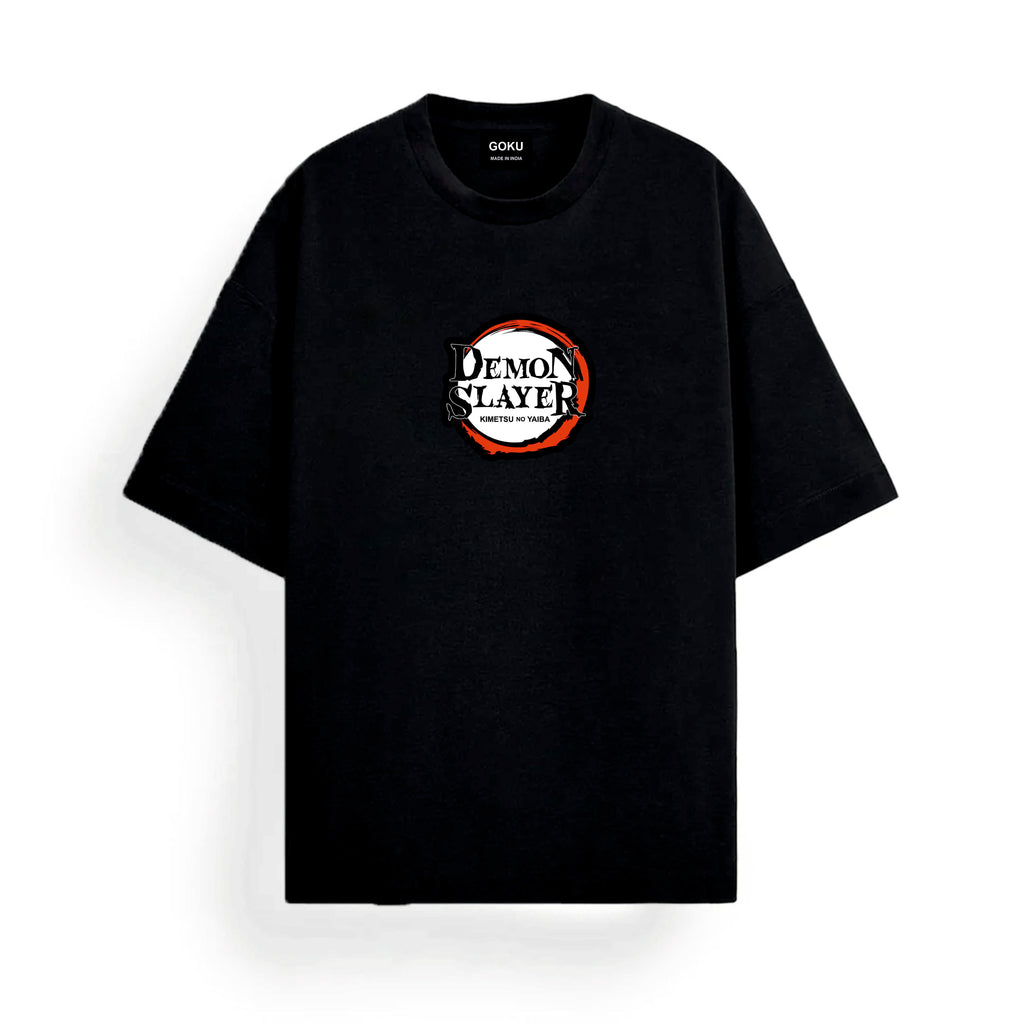 Black t-shirt with 'Demon Slayer' logo.