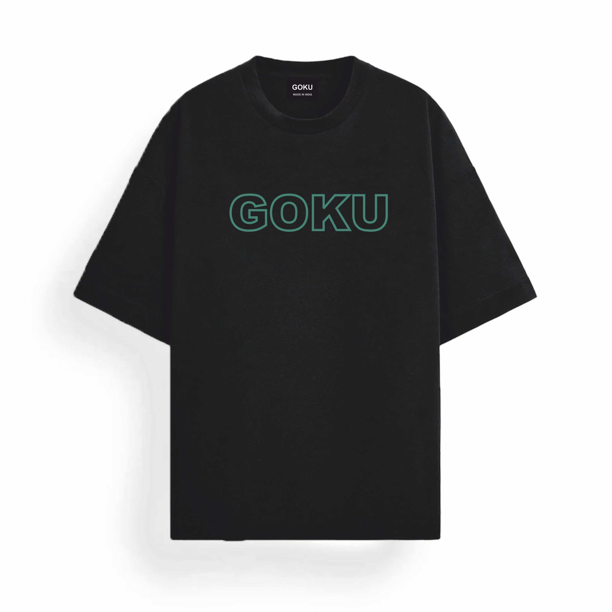 Black t-shirt with 'GOKU' printed