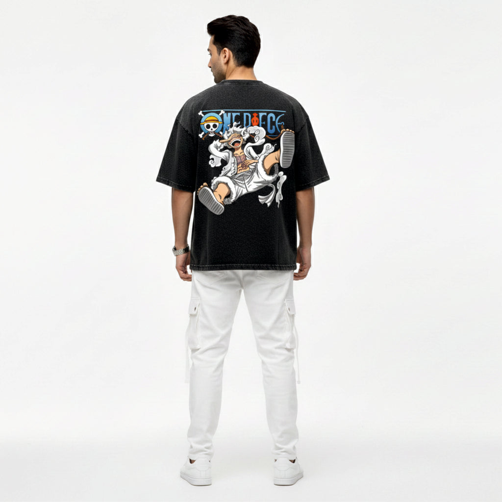 MONKEY THE LUFFY / OVERSIZED ACID WASHED T-SHIRT