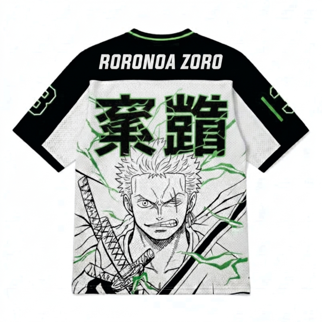 T-shirt with character design and text on a white background