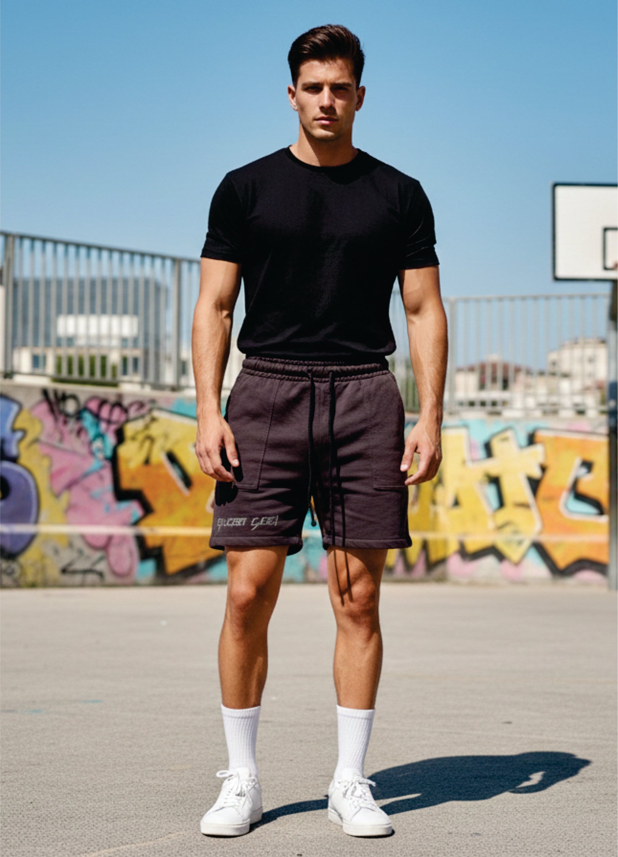 OVERSIZED PRINTED COTTON SHORTS