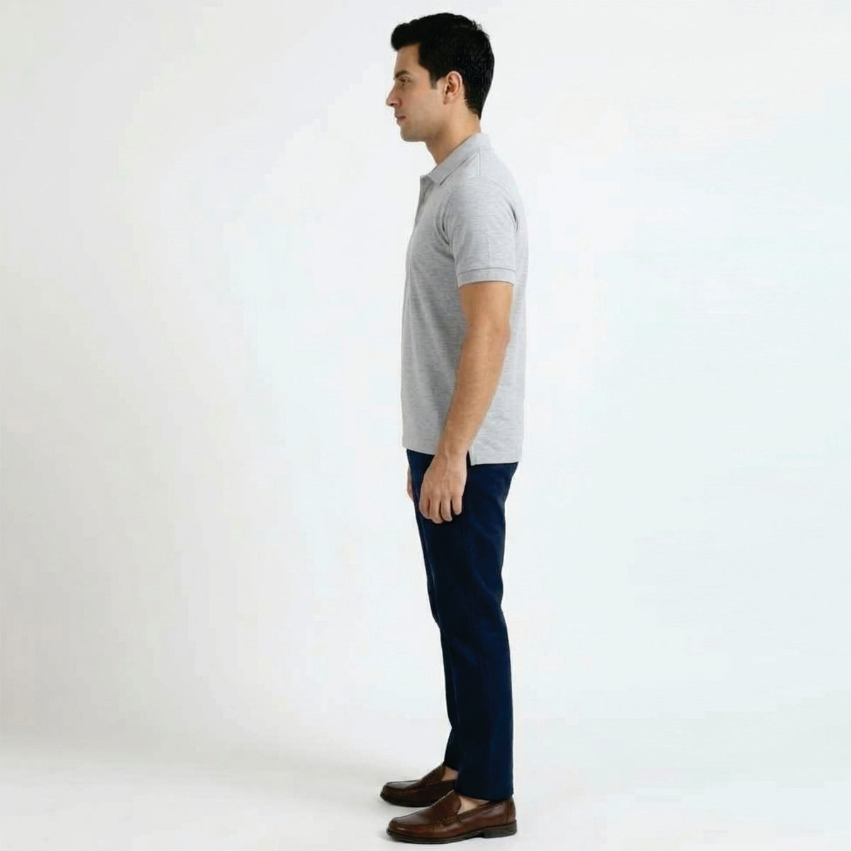 GREY MELANGE POLO T SHIRT