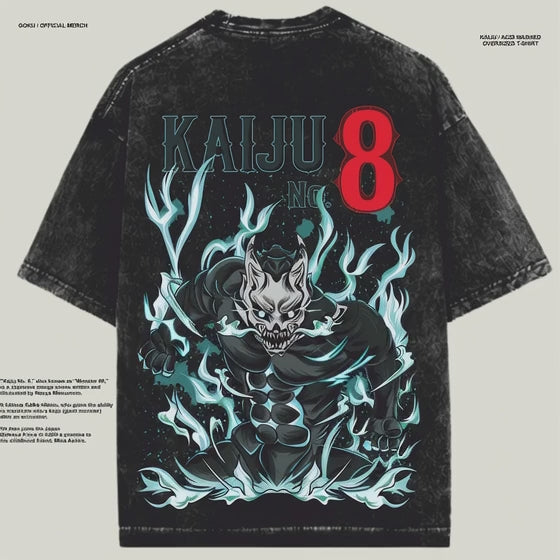 KAIJU NO 8 / ACIDWASHED OVERSIZED T - SHIRT