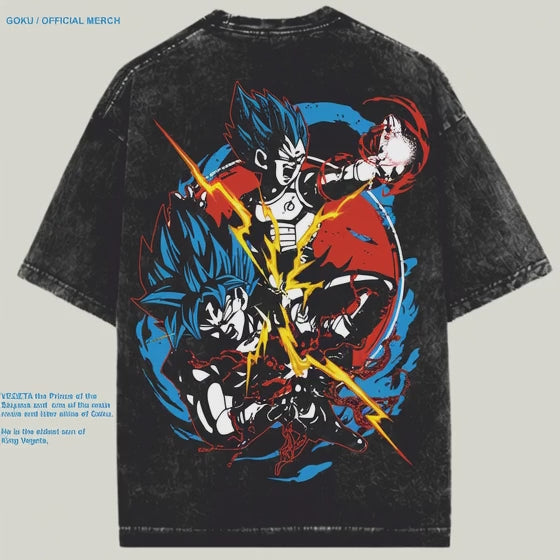 VEGETA DRAGON BALL ACID WASHED T SHIRT